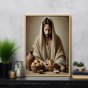 Divine Sacrament: Jesus Breaking Bread Poster