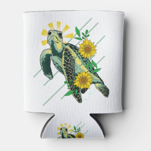 Divine Sea Turtle Sunflower Can Cooler