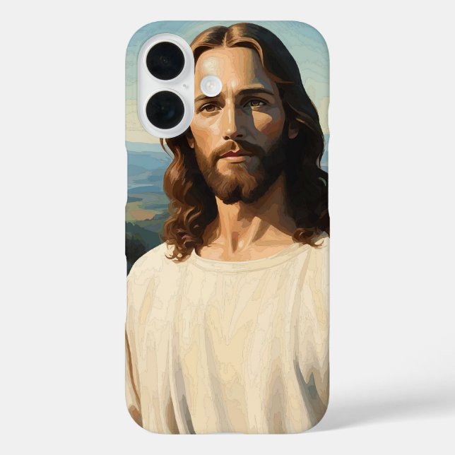 Divine Serenity: Pastel Jesus Portrait Mobile Case (Back)