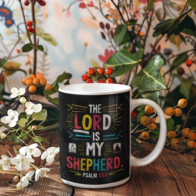 Divine Shepherd: Bible Verse Art Coffee Mug (Creator Uploaded)