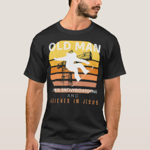 Divine Shred: Grumpy Old Mans Jesus Ride on Snowbo T-Shirt