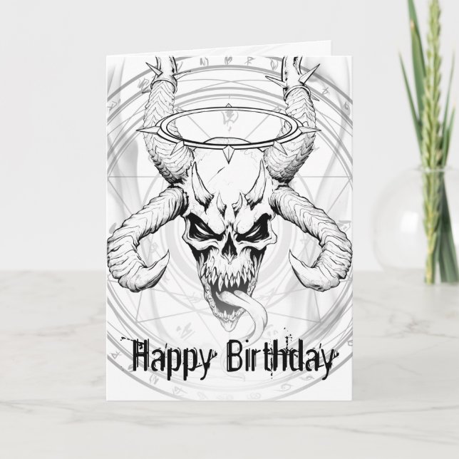 Divine Skull of Death White Birthday Card (Front)
