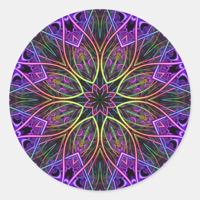 Divine Spark Kaleidoscope Mandala Classic Round Sticker (Front)