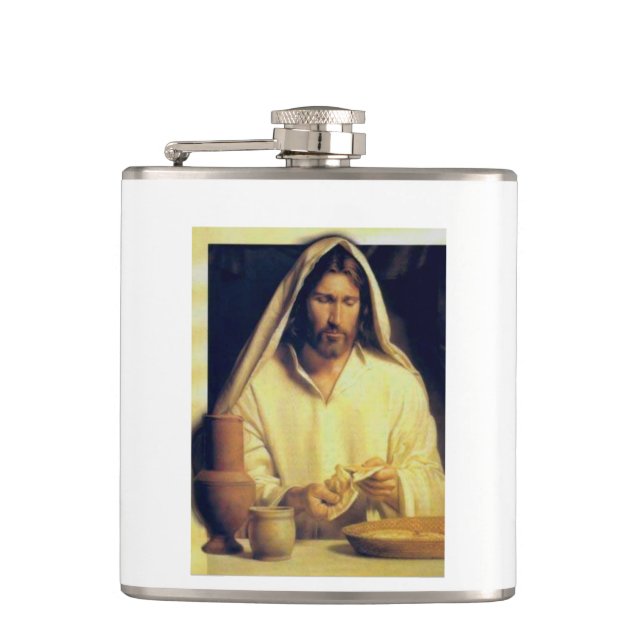 Divine Supper: Breaking Bread With Jesus Hip Flask (Front)