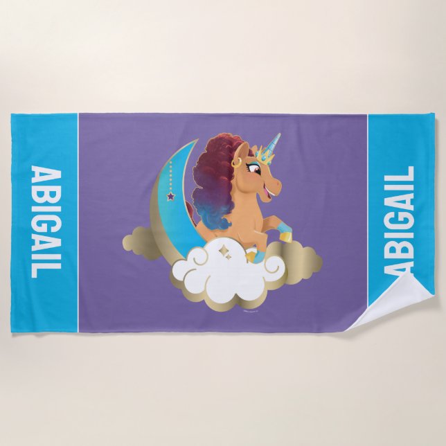 Divine the Unicorn | Moon & Clouds Beach Towel (Front)