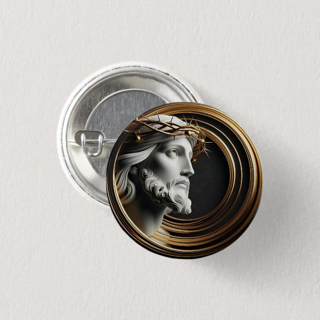 Divine Touch Ceramic Jesus looking in the heavens  3 Cm Round Badge (Front & Back)