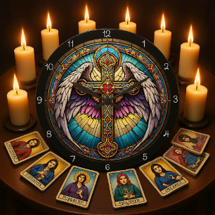 Divine Winged Cross Large Clock