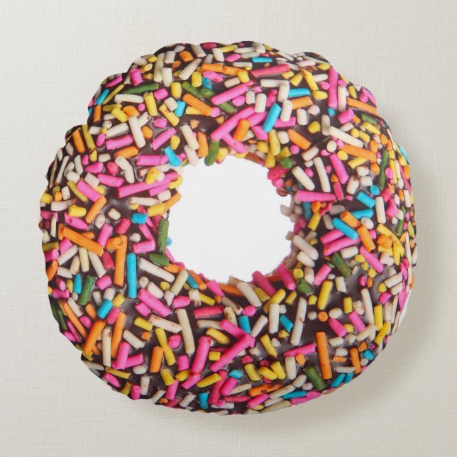 Divinely Decadent Doughnut Sprinkles Back Round Cushion (Front)