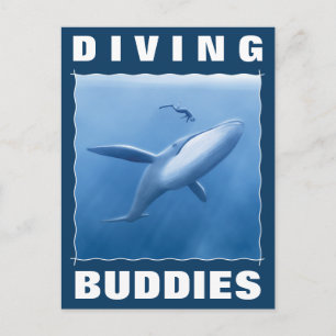 Diving Buddies - Scuba Diver And Whale Postcard