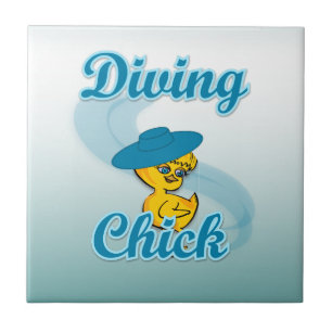 Diving Chick #3 Ceramic Tile