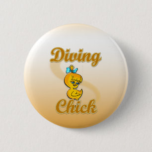 Diving Chick 6 Cm Round Badge