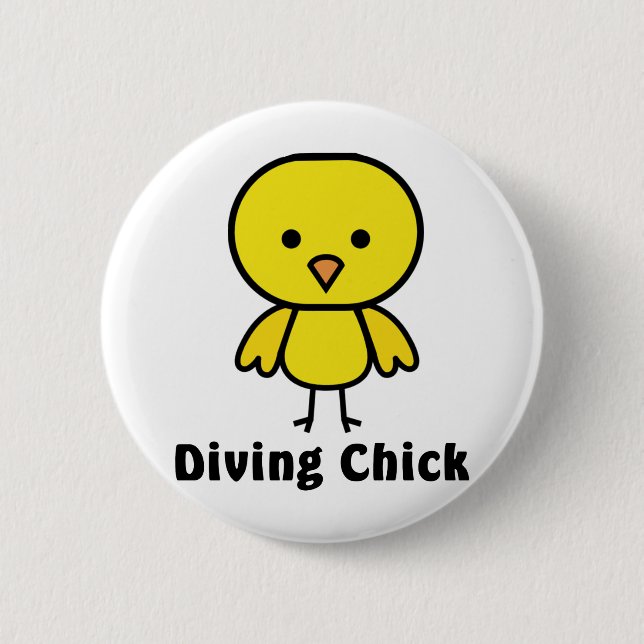 Diving Chick Gear 6 Cm Round Badge (Front)