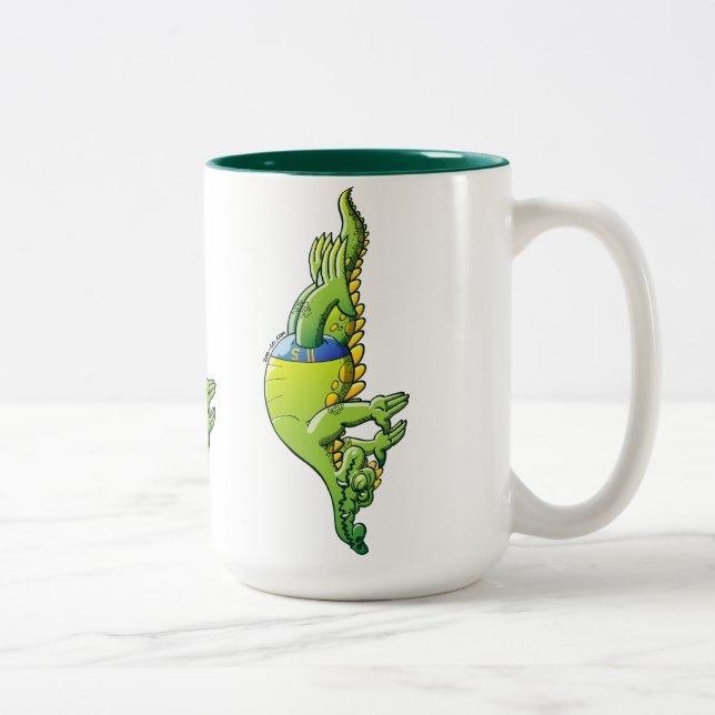 Diving Crocodile Two-Tone Coffee Mug (Right)