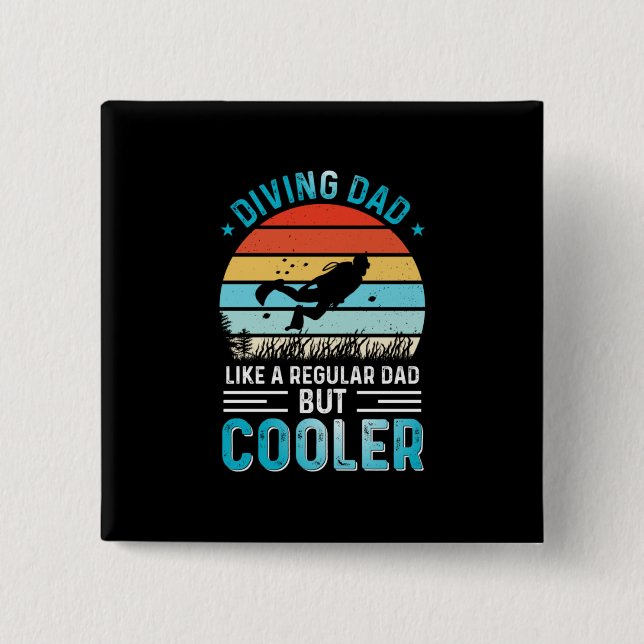 Diving Dad 15 Cm Square Badge (Front)