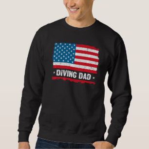 Diving Dad America Us Flag Patriot Vintage Sweatshirt