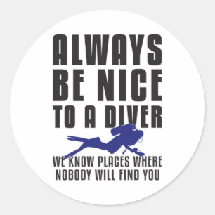 Diving Dive Scuba Diving Diver Funny Gift Idea Classic Round Sticker