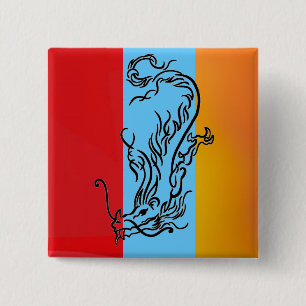 Diving Dragon 15 Cm Square Badge