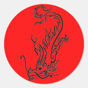 Diving Dragon Classic Round Sticker