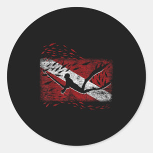 Diving Flag Fishing Spear Fisherman Gift Spearfish Classic Round Sticker