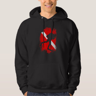 Diving Flag Scuba Diver Divemaster Diving Buddy Di Hoodie
