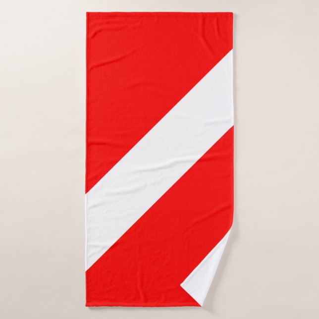 Diving Flag Scuba Diver Diver Down Bath Towel (Bath Towel)