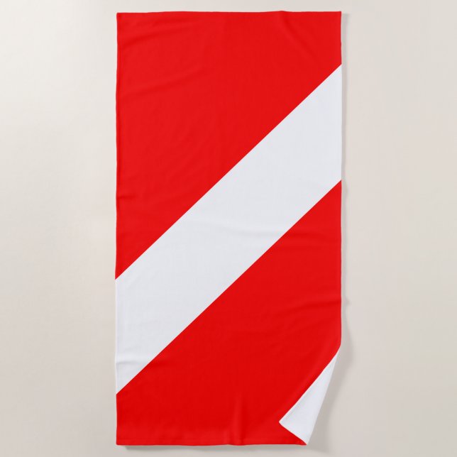 Diving Flag Scuba Diver Diver Down Beach Towel (Front)