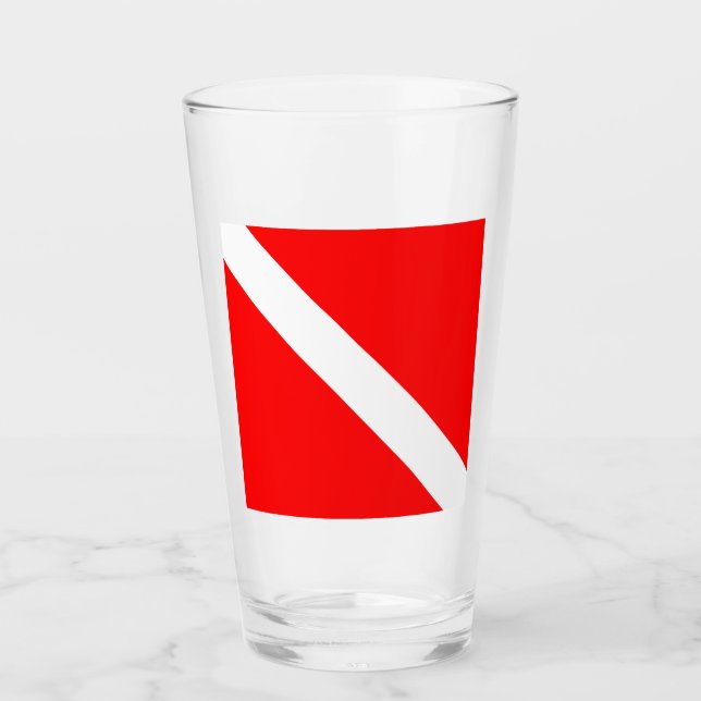 Diving Flag Scuba Diver Diver Down Glass (Front)