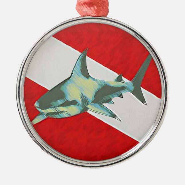 diving flag shark metal tree decoration (Front)