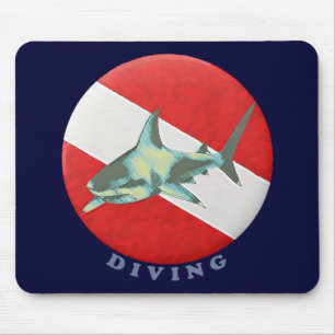 diving flag shark mouse pad