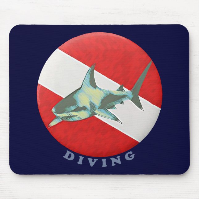 diving flag shark mouse pad (Front)