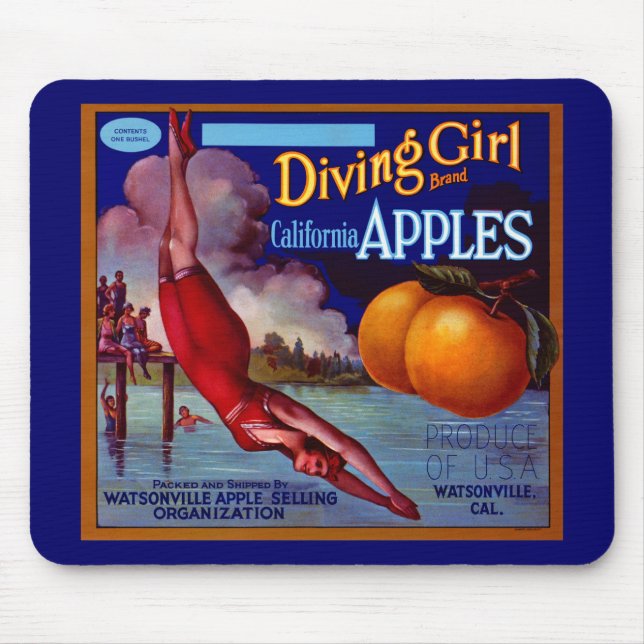 Diving Girl Apples Mouse Pad (Front)