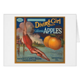 Diving Girl Brand California Apples Fruit Crate La