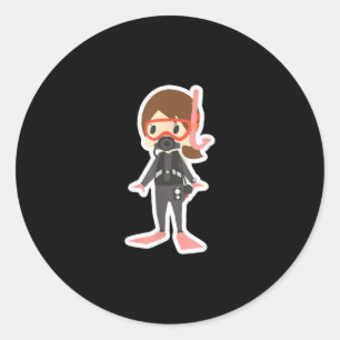 Diving I Love Snorkelling Swimming Girl Kids Classic Round Sticker