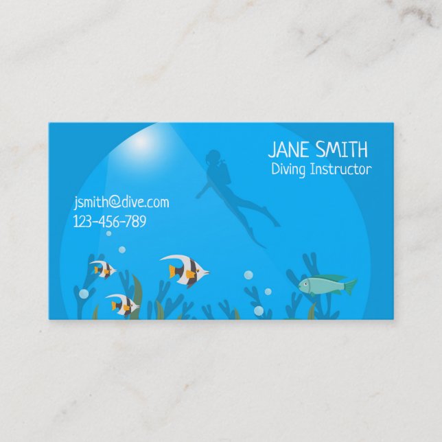 Diving Instructor deep sea diving business modern Card (Front)
