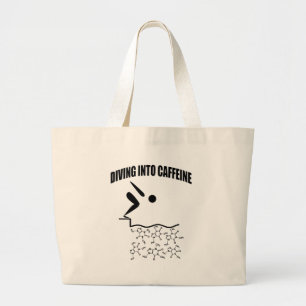 Diving Into Caffeine Large Tote Bag