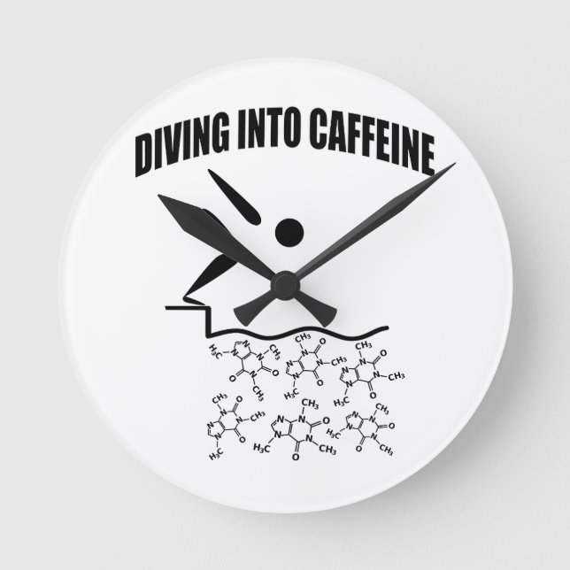Diving Into Caffeine Round Clock (Front)