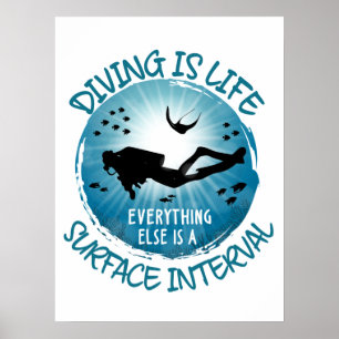 Diving is Life Funny Surface Interval Poster
