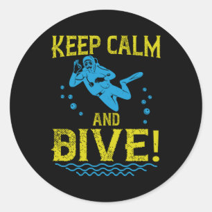 Diving - Keep Calm And Dive Classic Round Sticker