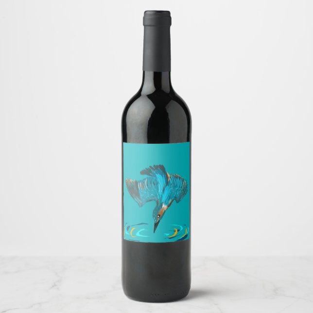 Diving Kingfisher Wine Label (Front)