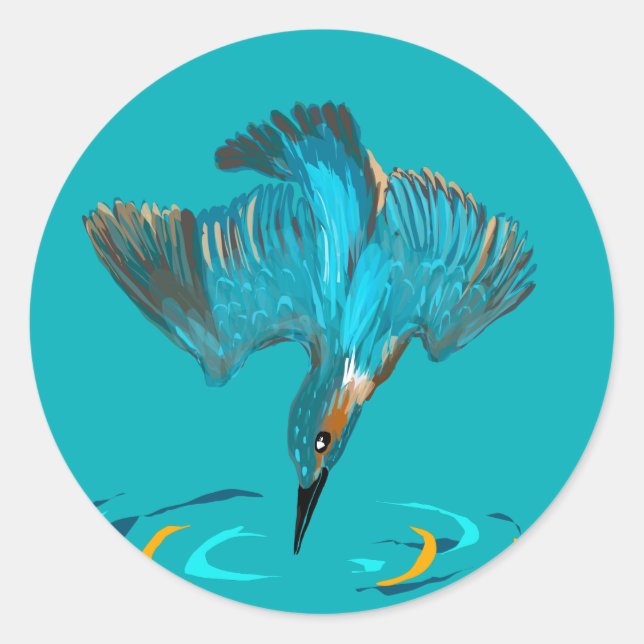 Diving Kingfisher Wine Label (Front)