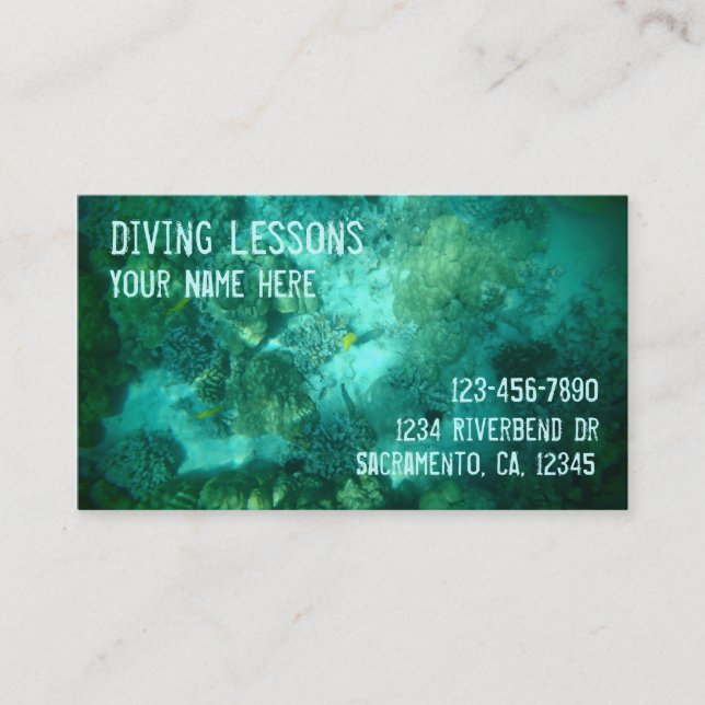 Diving Lesson customisable business cards (Front)