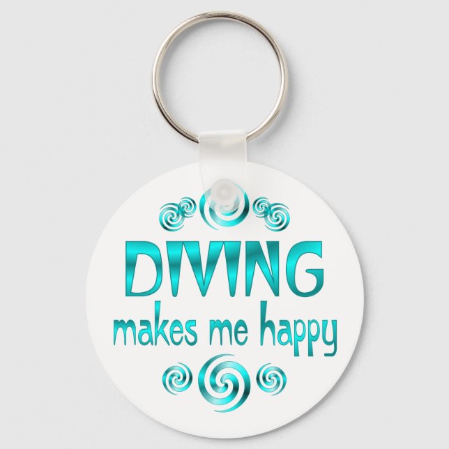 Diving Makes Me Happy Key Ring (Front)