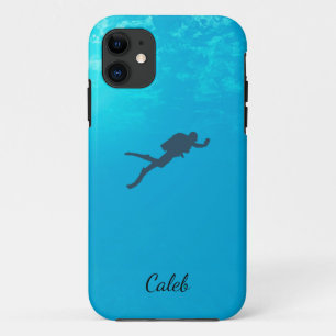 Diving Man Diver Blue Water Customize Name iPhone 11 Case