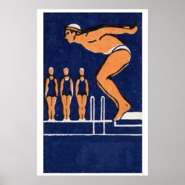 Diving Man - Matchbox Print - Aesthetic Wall Art (Front)