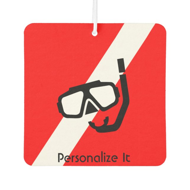 Diving mask with flag car air freshener (Front)