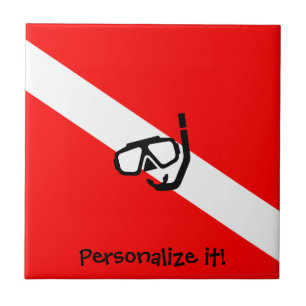 Diving mask with flag ceramic tile