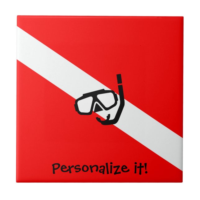 Diving mask with flag ceramic tile (Front)