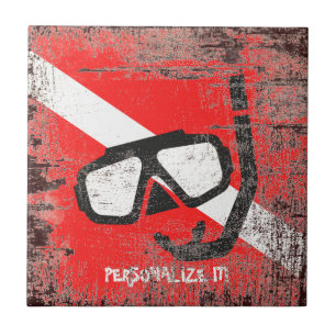 Diving mask with flag tile