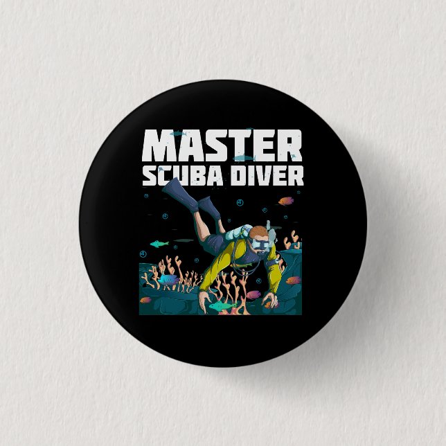 Diving Master Scuba Diver Down Dive Adventure Ocea 3 Cm Round Badge (Front)