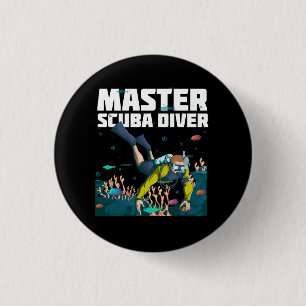 Diving Master Scuba Diver Down Dive Adventure Ocea 3 Cm Round Badge